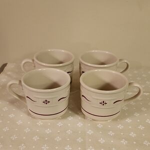Longaberger Woven Traditions Pottery Red Mug Set